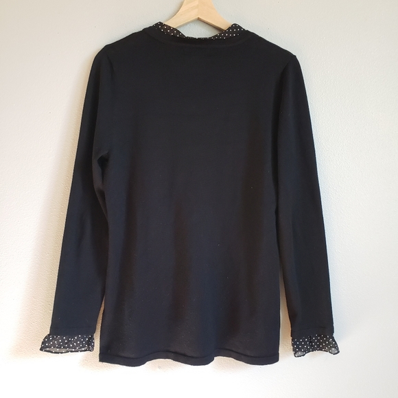 Carolyn Taylor Top Chiffon Polka Dot Trim - Picture 2 of 5